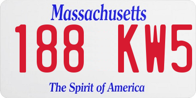 MA license plate 188KW5