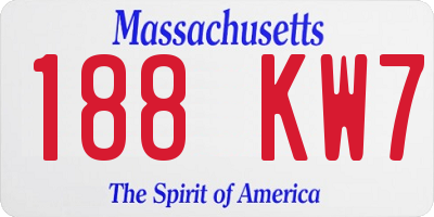 MA license plate 188KW7