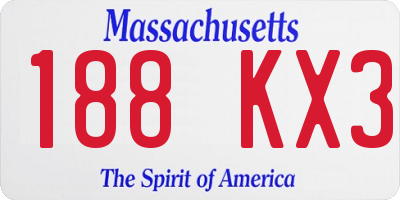 MA license plate 188KX3
