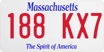 MA license plate 188KX7