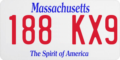 MA license plate 188KX9