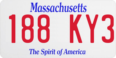 MA license plate 188KY3