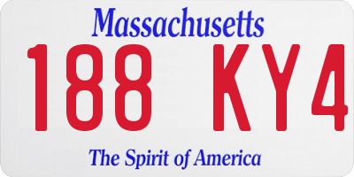 MA license plate 188KY4