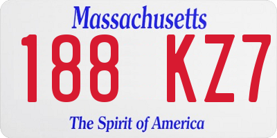 MA license plate 188KZ7