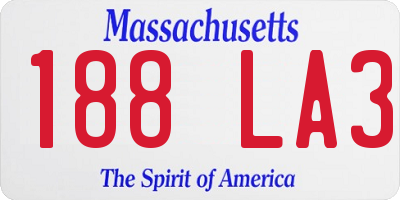 MA license plate 188LA3