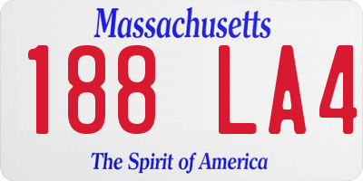 MA license plate 188LA4