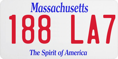 MA license plate 188LA7