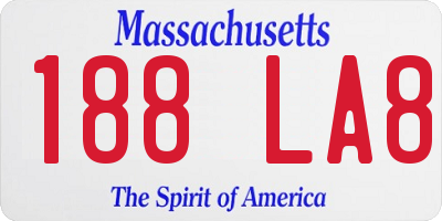 MA license plate 188LA8