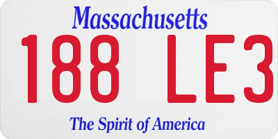 MA license plate 188LE3