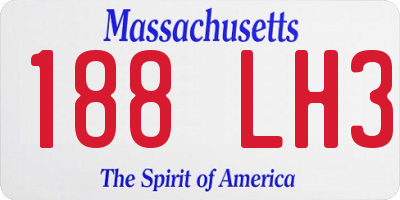 MA license plate 188LH3