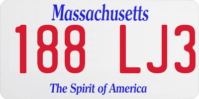 MA license plate 188LJ3