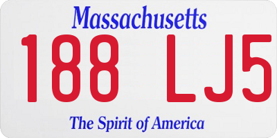 MA license plate 188LJ5