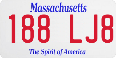 MA license plate 188LJ8