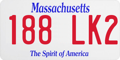 MA license plate 188LK2