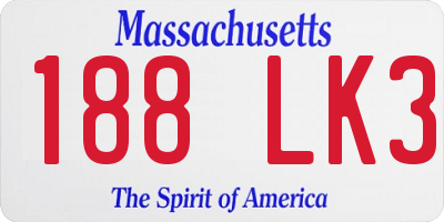 MA license plate 188LK3