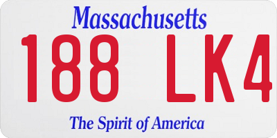 MA license plate 188LK4
