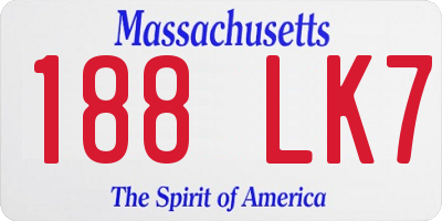 MA license plate 188LK7