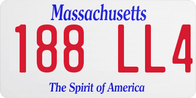 MA license plate 188LL4