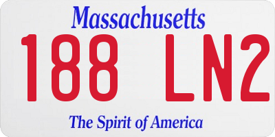 MA license plate 188LN2