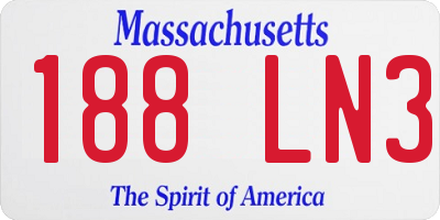 MA license plate 188LN3