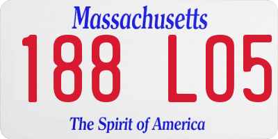 MA license plate 188LO5