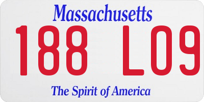 MA license plate 188LO9