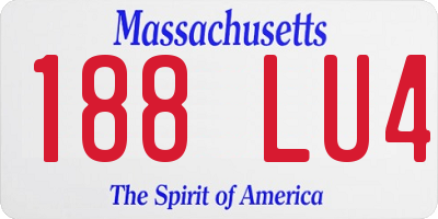MA license plate 188LU4