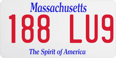 MA license plate 188LU9
