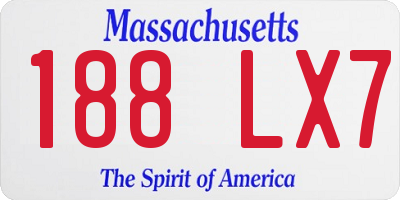 MA license plate 188LX7