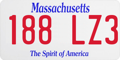 MA license plate 188LZ3