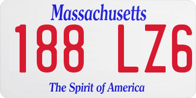 MA license plate 188LZ6