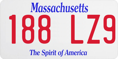 MA license plate 188LZ9