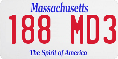 MA license plate 188MD3