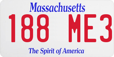 MA license plate 188ME3