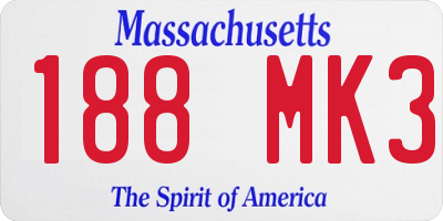 MA license plate 188MK3