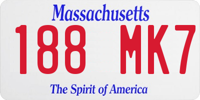 MA license plate 188MK7