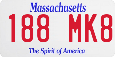 MA license plate 188MK8