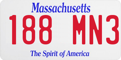 MA license plate 188MN3