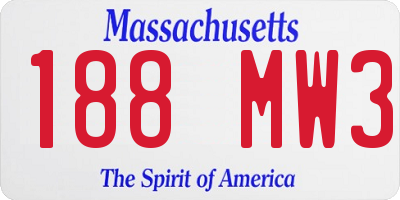 MA license plate 188MW3