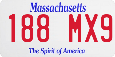 MA license plate 188MX9
