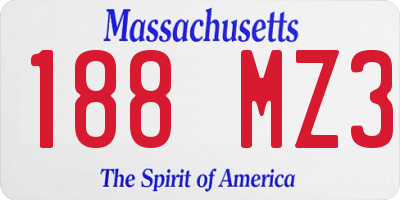 MA license plate 188MZ3