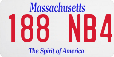 MA license plate 188NB4