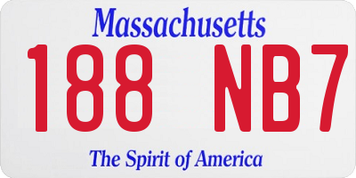 MA license plate 188NB7