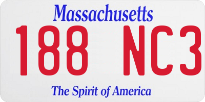 MA license plate 188NC3