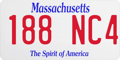 MA license plate 188NC4