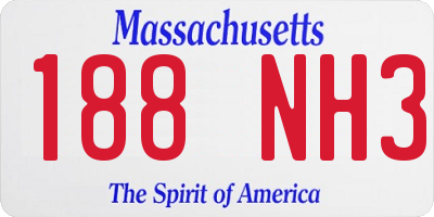 MA license plate 188NH3