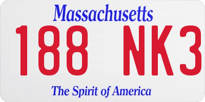 MA license plate 188NK3