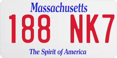 MA license plate 188NK7