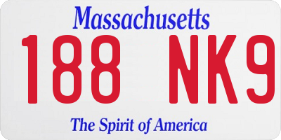 MA license plate 188NK9