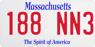 MA license plate 188NN3